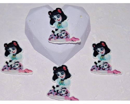 Кабошон-вырубка "Девочка-панда" 36*30 мм - 1 шт