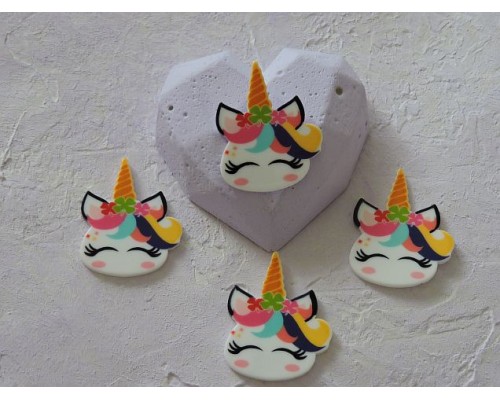 Кабошон-вырубка 35 мм "Единорожка 7" - 1 шт