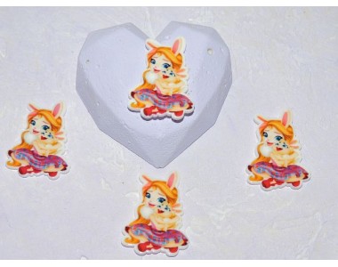 Кабошон-вырубка "Девочка-кролик" 35*26 мм - 1 шт