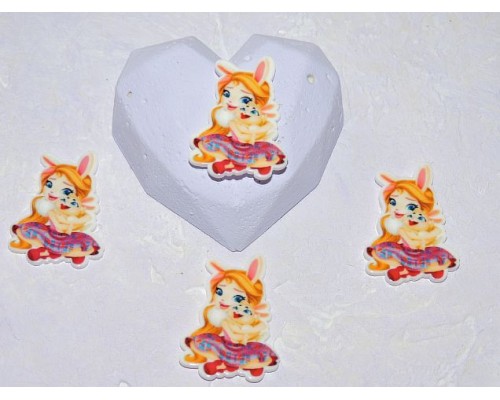 Кабошон-вырубка "Девочка-кролик" 35*26 мм - 1 шт