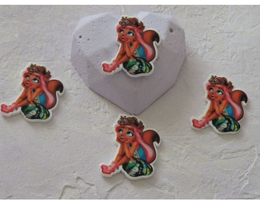 Кабошон-вырубка "Девочка-белочка" 36*32 мм - 1 шт