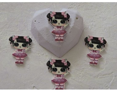 Кабошон-вырубка 40 мм "Лол в розовом платье" - 1шт