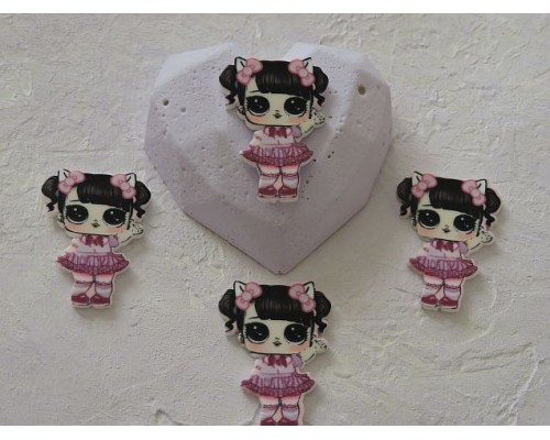 Кабошон-вырубка 40 мм "Лол в розовом платье" - 1шт