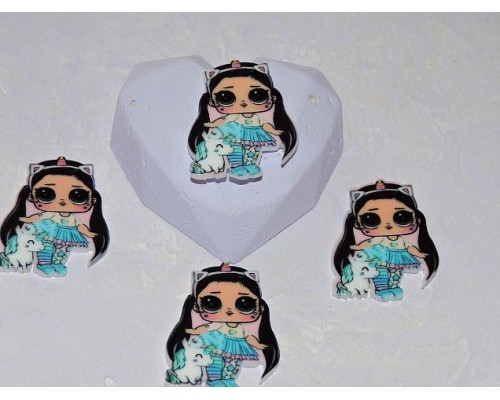 Кабошон-вырубка 40 мм "Лол с единорогом" - 1шт