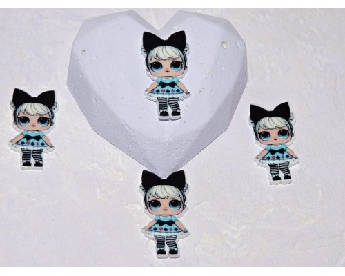 Кабошон-вырубка 30 мм "Лол с  с черным бантиком" - 1 шт