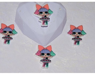 Кабошон-вырубка 30 мм "Лол с цветными волосами" - 1 шт