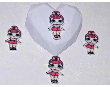 Кабошон-вырубка 30 мм "Лол с розовыми волосами" - 1шт