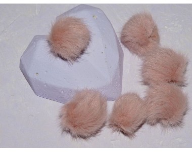 Помпон меховой, искусственный, цв. пенка - 1 шт
