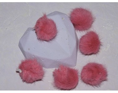 Помпон меховой, искусственный, цв. темно-розовый - 1 шт