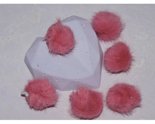 Помпон меховой, искусственный, цв. темно-розовый - 1 шт