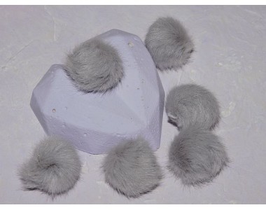 Помпон меховой, искусственный, цв. серый - 1 шт