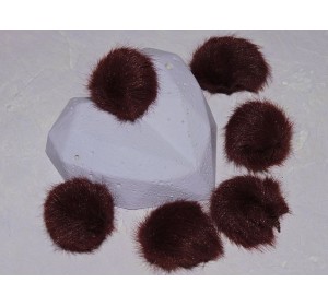 Помпон меховой, искусственный, цв. бордовый - 1 шт