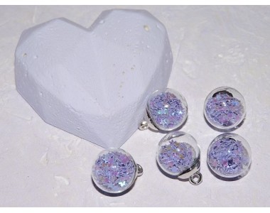 Подвеска шарик с наполнителем "Звездочка", цв. фиолетовый - 1шт