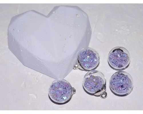 Подвеска шарик с наполнителем "Звездочка", цв. фиолетовый - 1шт