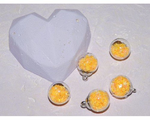 Подвеска шарик с наполнителем "Звездочка", цв. желтый - 1шт