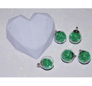 Подвеска шарик с наполнителем "Звездочка", цв. зеленый - 1шт