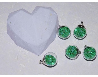 Подвеска шарик с наполнителем "Звездочка", цв. зеленый - 1шт