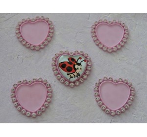 Крышечка со стразами "Сердечко", цв. розовый - 1шт
