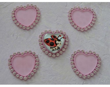 Крышечка со стразами "Сердечко", цв. розовый - 1шт