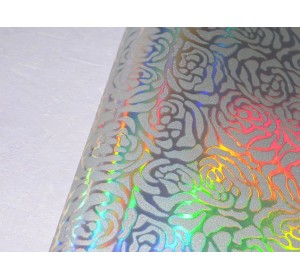 Кожзам "Розочки", цв. серебро - 1 лист