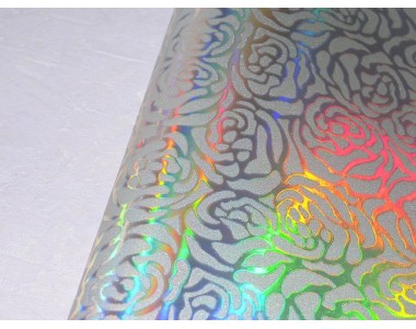 Кожзам "Розочки", цв. серебро - 1 лист