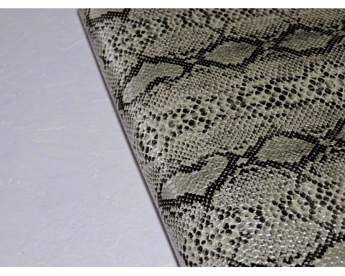 Кожзам "Змеиный принт", цв. серебро - 1 лист