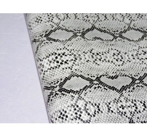 Кожзам "Змеиный принт", цв. белый - 1 лист