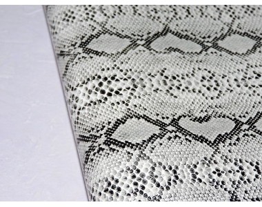 Кожзам "Змеиный принт", цв. белый - 1 лист