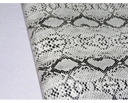Кожзам "Змеиный принт", цв. белый - 1 лист