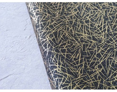 Кожзам с глиттером "Узоры", цв. графитовый (мягкий) - 1 лист