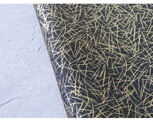 Кожзам с глиттером "Узоры", цв. графитовый (мягкий) - 1 лист