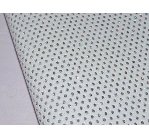 Кожзам "Горошек из блесток", цв. белый  - 1 лист