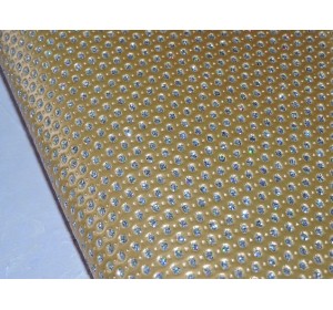 Кожзам "Горошек из блесток", цв. золото  - 1 лист
