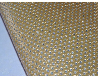 Кожзам "Горошек из блесток", цв. золото  - 1 лист