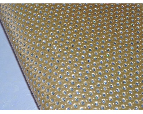 Кожзам "Горошек из блесток", цв. золото  - 1 лист
