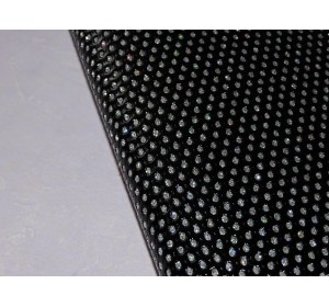 Кожзам "Горошек из блесток", цв. черный  - 1 лист