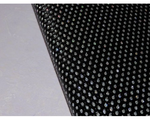 Кожзам "Горошек из блесток", цв. черный  - 1 лист