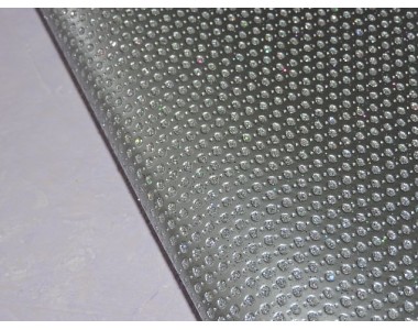 Кожзам "Горошек из блесток", цв. серебро  - 1 лист