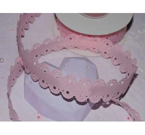 Лента репсовая с ажурными краями 20 мм,  розовый 04 - 1м