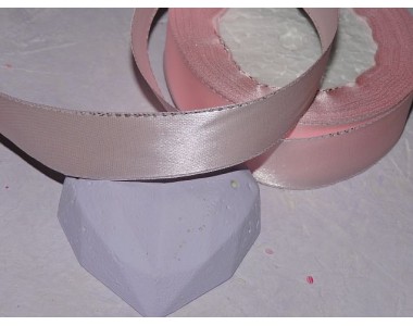 Лента атласная 25 мм,  с серебряным люрексом цв. розовый - 1 м