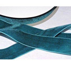 Лента бархатная 25 мм, цв.  зеленый - 1 м