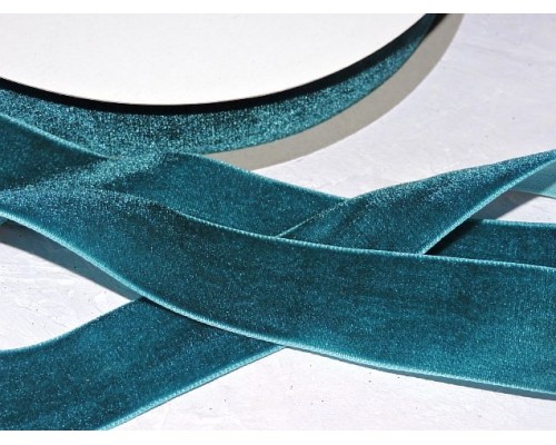 Лента бархатная 25 мм, цв.  зеленый - 1 м