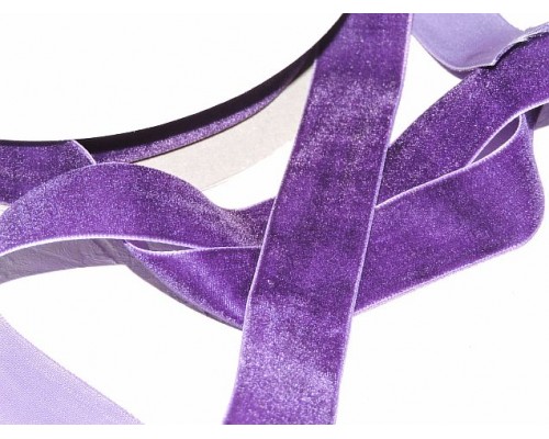 Лента бархатная 25 мм, цв.  темно-фиолетовый - 1 м