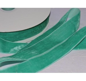Лента бархатная 25 мм, цв.  аквамариновый - 1 м