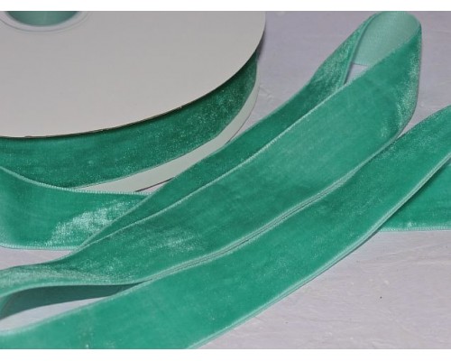 Лента бархатная 25 мм, цв.  аквамариновый - 1 м