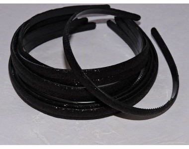 Ободок пластиковый с блестками 0,8 см,цв. черный - 1 шт