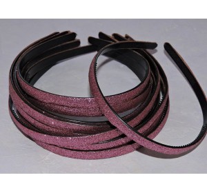 Ободок пластиковый с блестками 0,8 см,цв. розовый - 1 шт