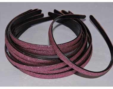 Ободок пластиковый с блестками 0,8 см,цв. розовый - 1 шт