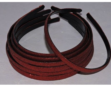 Ободок пластиковый с блестками 0,8 см,цв. красный - 1 шт