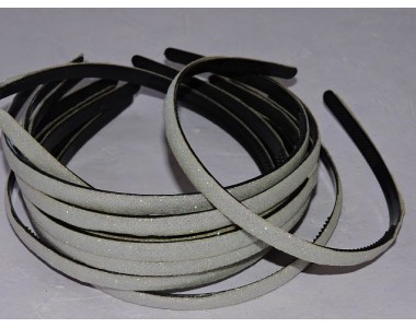 Ободок пластиковый с блестками 0,8 см,цв. белый - 1 шт